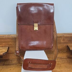 Ponte Vecchio Italian Leather Crossbody Work Bag Vintage